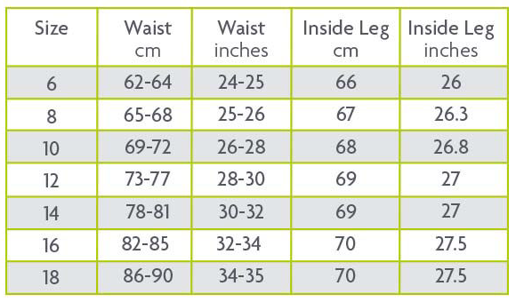 WOOF WEAR RIDING TIGHTS 24  Size Chart